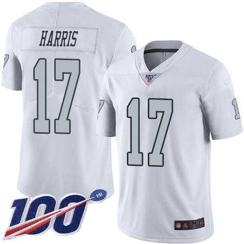 Men Oakland Raiders Limited White Dwayne Harris Jersey NFL Football 17 100th Season Rush Vapor Jersey